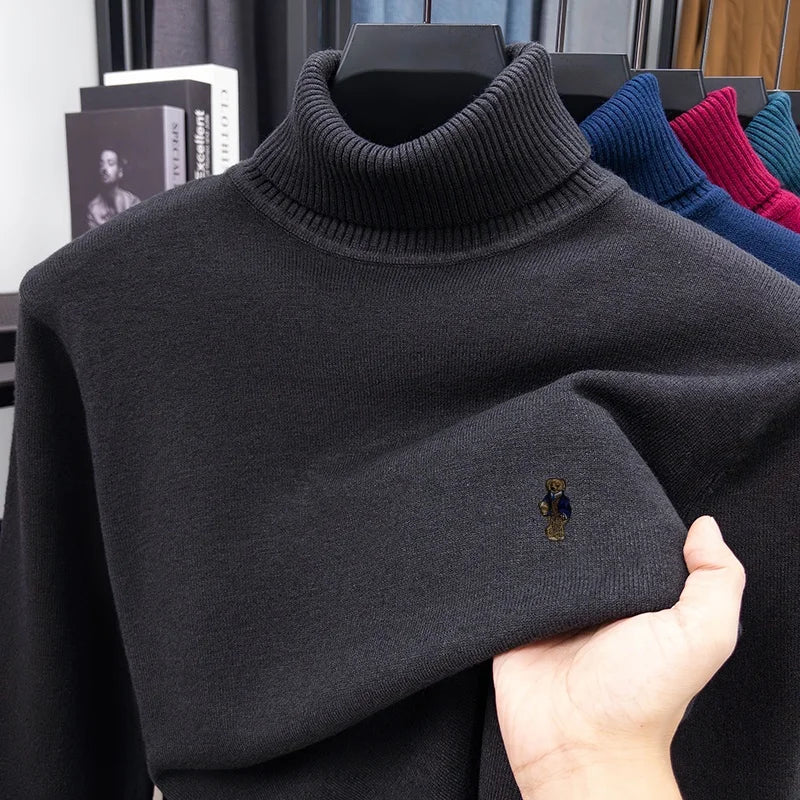 Designer Original Men's Turtleneck Knit Sweater High Neck Pullover Soft Warm Thick Anti-Pilling Casual Business Autumn Winter.