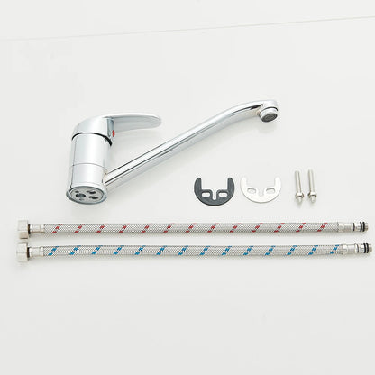 Kitchen Faucets Chrome Deck Mount Bathroom Basin Faucets Single Handle Single Hole Hot and Cold Water