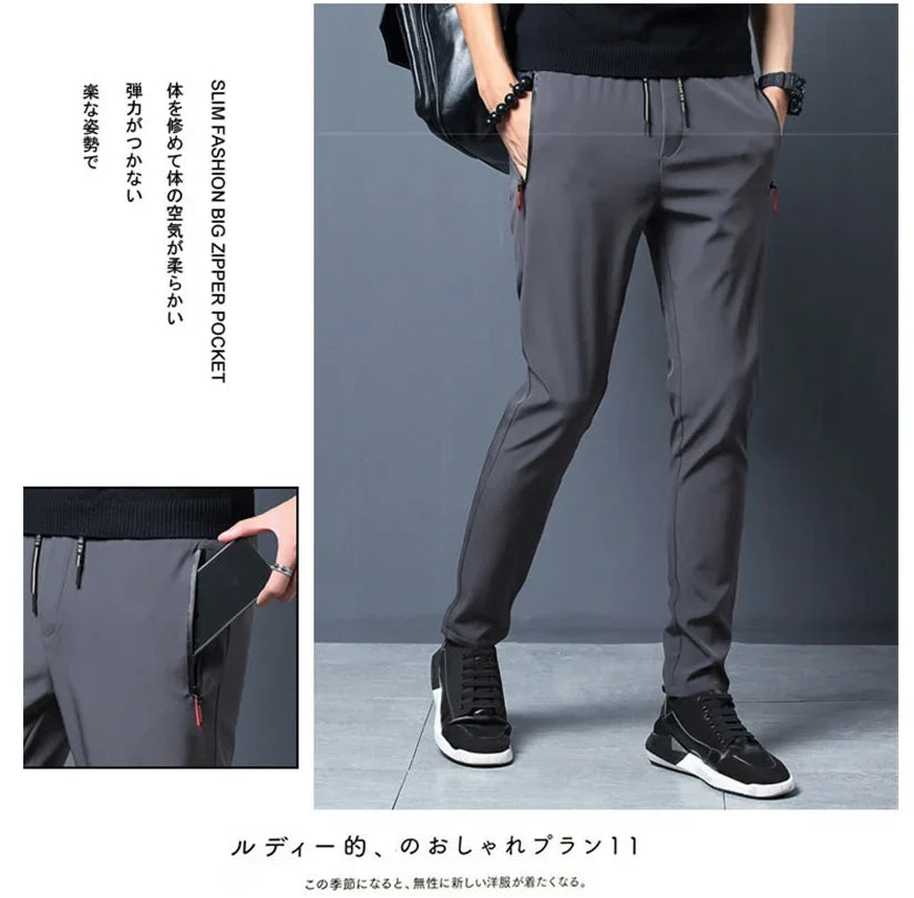 Men's Casual Pants Stretch Slim Fit Elastic Waist Jogger Korean Classic Blue Black Gray Male Brand Trousers Plus Size 4XL 5XL.