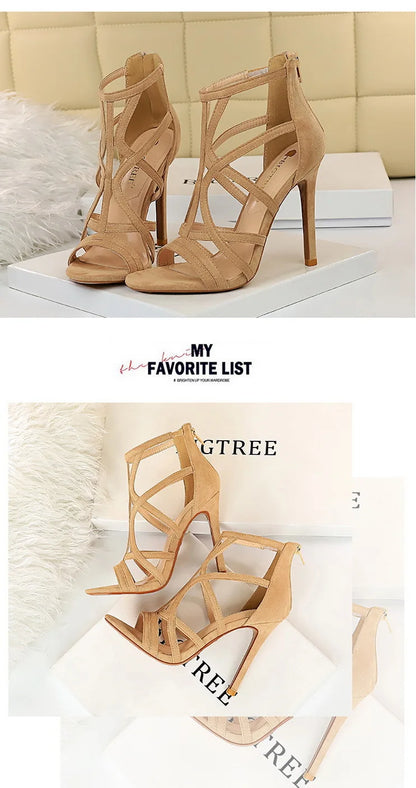 BIGTREE Shoes Roman Style High Heels Woman Pumps Stiletto Heels 11 Cm Women Heels Sexy Party Shoes Hollow Out Women Sandals 2025.