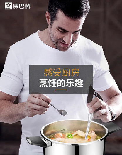 304 Stainless Steel Pressure Cooker Large Capacity Thickened Anti Explosion Induction Cooker 100Kpa Dual Adjustment.