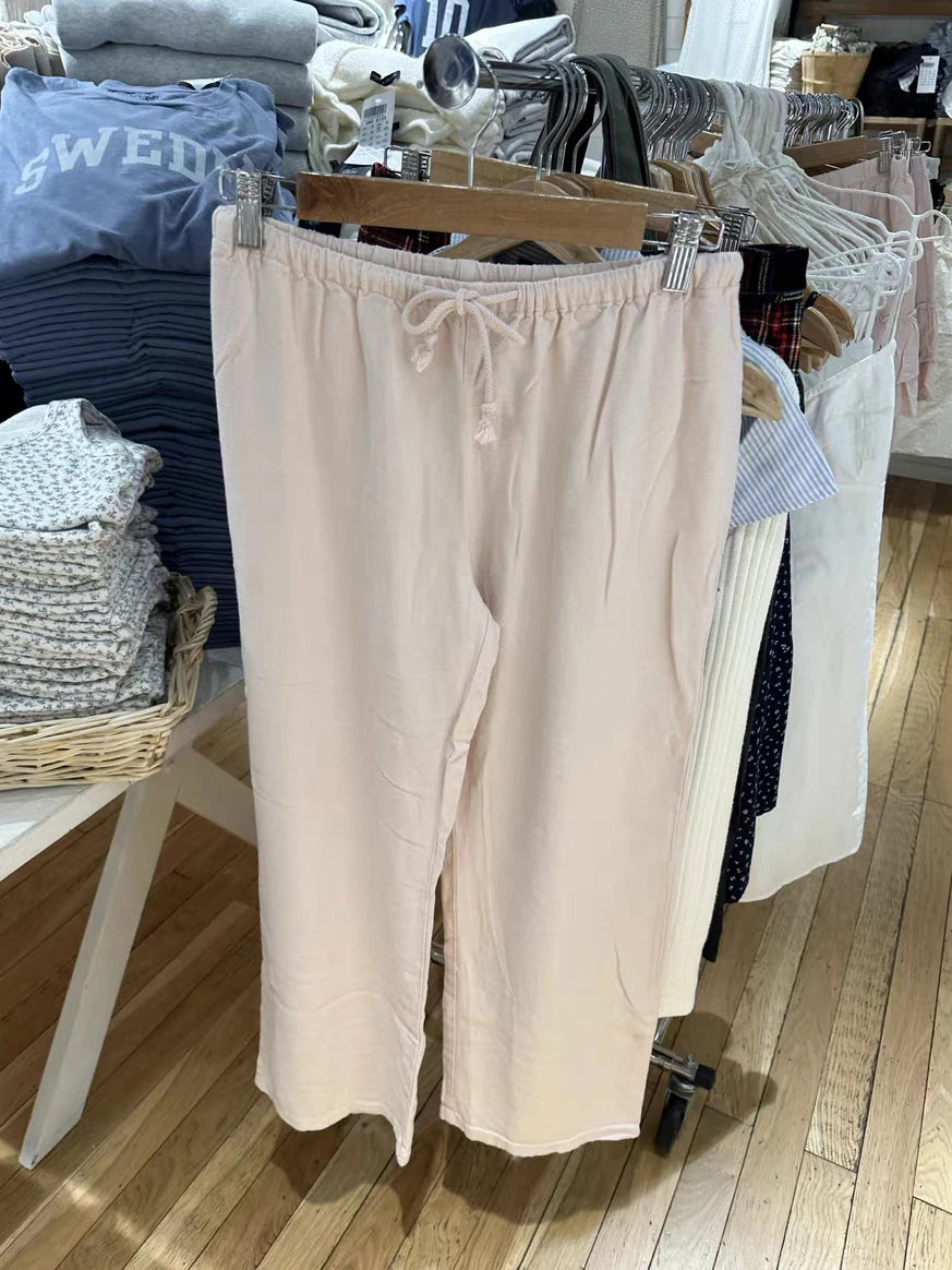 Solid Drawstring Straight Sweatpants Women Autumn High Waist Soft Cotton Trousers Casual Vintage Streetwear Sport Long Pant Y2k