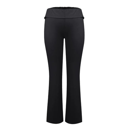 Damenmode, einfarbig, schmale Passform, schmale Reverse-Taille, niedrige Taille, elastische Taille, Schlaghose, Hose für Damen, Damenhose 2024