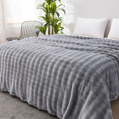 Solid Color Flannel Rabbit Fur Blanket Nap Cover Blanket Soft Sofa Blanket Coral Fleece Cover For Bedroom Manufacturer Wholesale