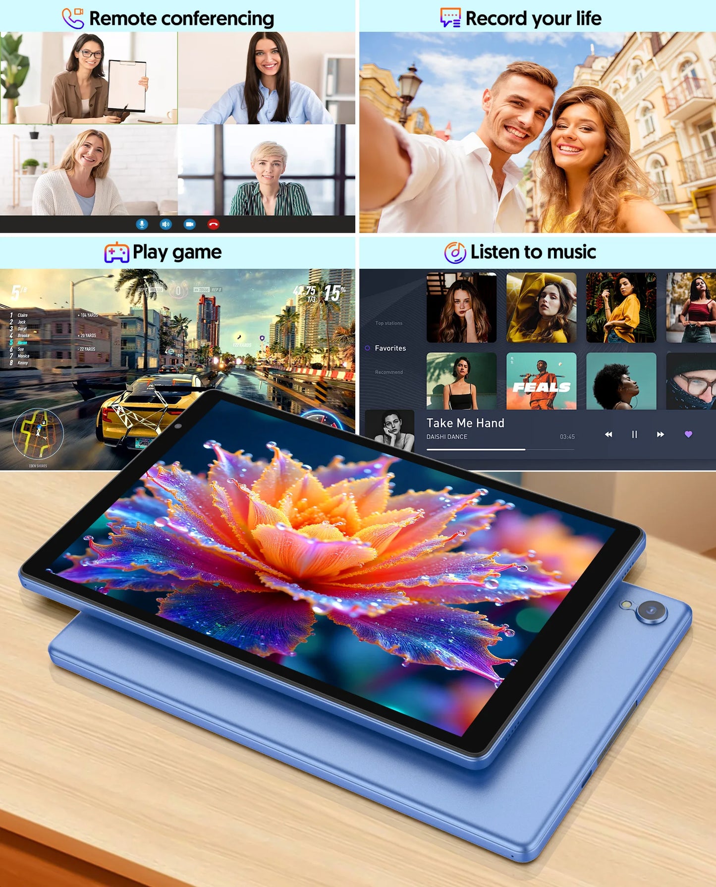 BAKEN 10-inch Tablet, Quad-core Processor, 4 (2+2)GB ROM + 32GB RAM, 1TB Expandable Memory, Wi-Fi 6, Bluetooth, Google Play GMS.