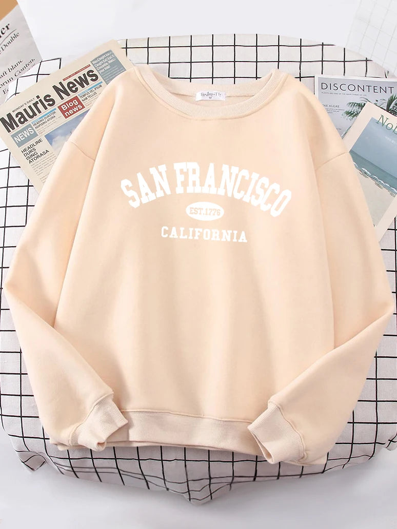 Sanfrancisco Est.1776 California Letter Street Hoodies Women Street Fit Hoodie Hipster Oversized Hoody hip hop All-match Top.