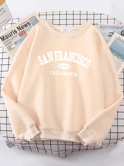 Sanfrancisco Est.1776 California Letter Street Hoodies Women Street Fit Hoodie Hipster Oversized Hoody hip hop All-match Top.