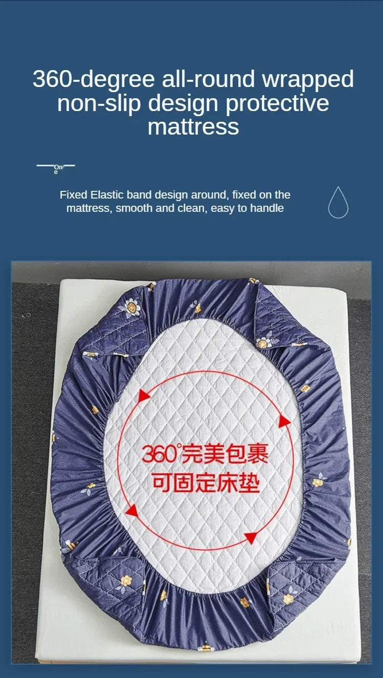 Waterproof Mattress Protector Thicken Fitted Bed Sheet Breathable & Noiseless Mattress Pad for Twin/Double/Queen/King Size Beds.