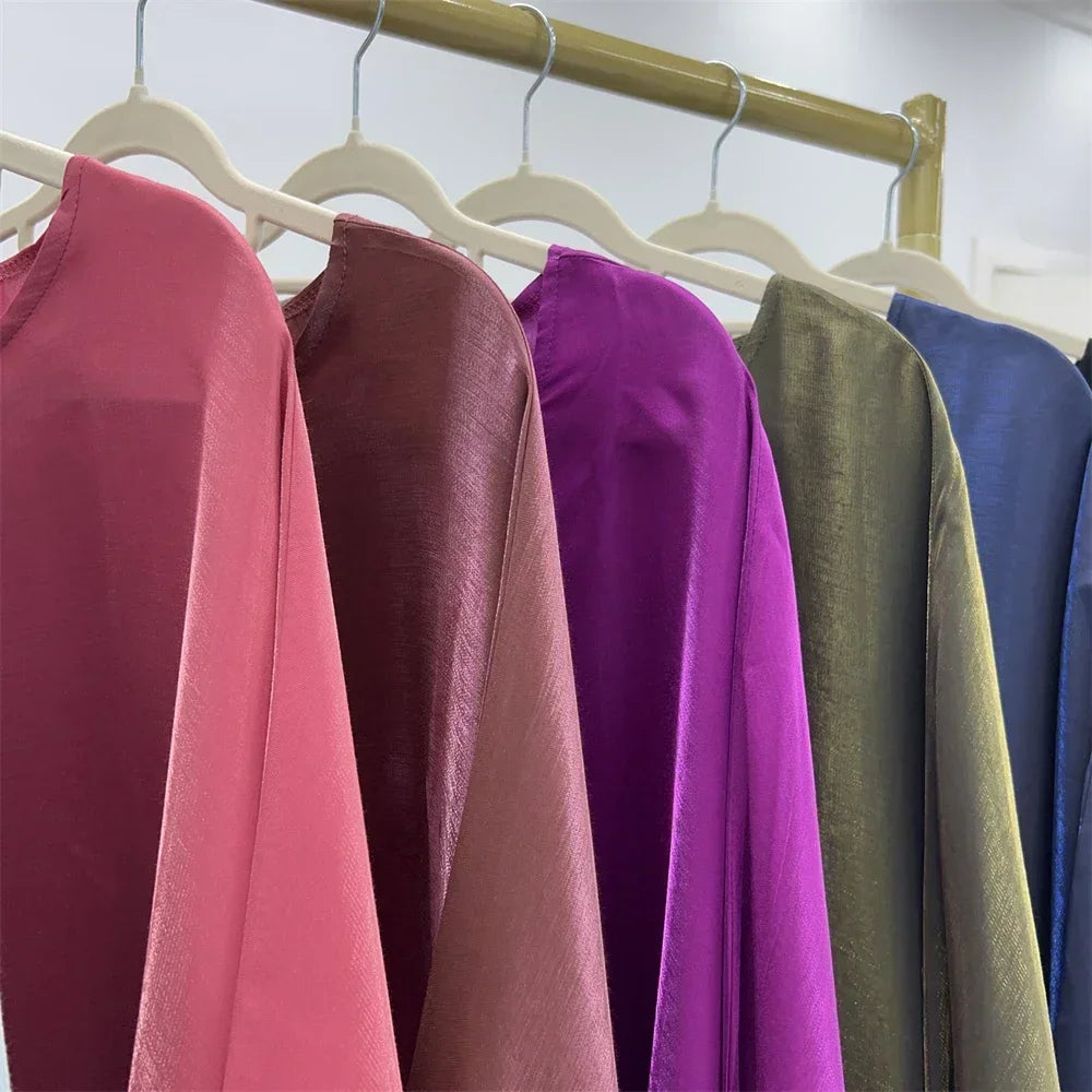 Summer Butterfly Batwing Satin Shiny Abaya Dubai Luxury 2024 Islam Muslim Maxi Kaftan Dress Kebaya Abayas for Women Vestidos.