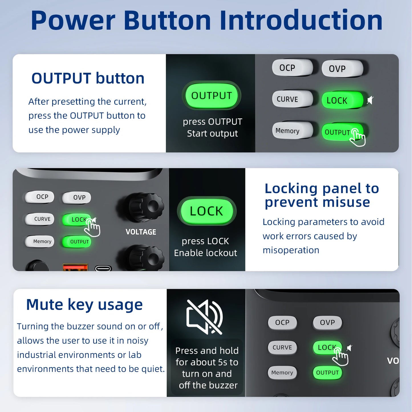 KUAIQU 5 Digits Programmable Adjustable Power Supply 30V 10A,Battery Simulation Tester,Real time Curve Display Voltage Current.
