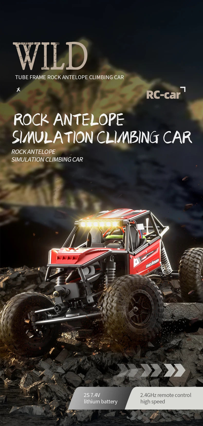 1/18 RC Climbing Car 4WD Off-road Remote Control Vehicle RTR Rock Crawler Big-wheel 4x4 Electric Truck Model Toys for Kids.