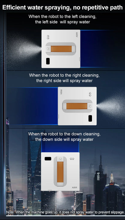 ABIR WD8 Robot Window Vacuum Cleaner,Dual Water Spray,Laser Sensor,Smart Home Glass Wall Wet Dry Cleaning ,APP&Remote Control.