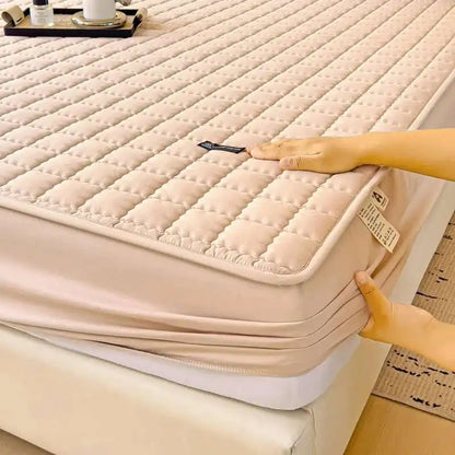 Solstice Waterproof Quilted Mattress Cover - Thickened 매트리스커버 (No Pillowcase), Fits 8-12" Deep Mattress, Home Bed Linen.