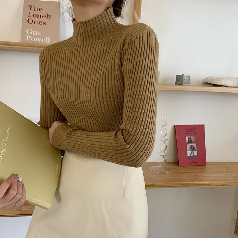 2026 chic Herbst winter Pullover Pullover Frauen Langarm casual rollkragen warme grundlegende Pullover stricken Jumper top.