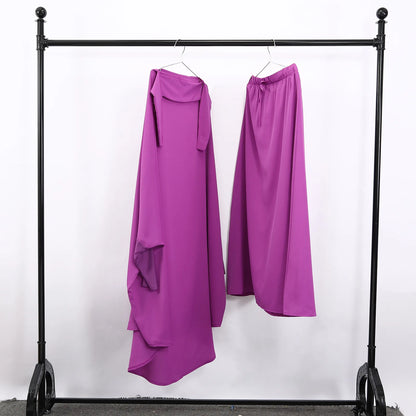 Ramadan Abayas Sets  2 Piece Set Muslim Women Hijab Dress Prayer Garment Abaya Long Khimar Arab Gown  Islamic Clothes Robe