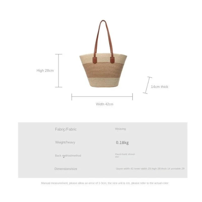 Straw bag bag women's summer inswind 2024 new beach seaside outdoor travel vacation large capacity shoulder bag.