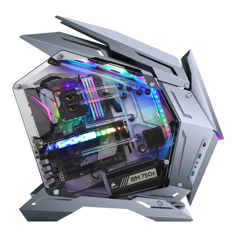 JONSBO MOD-3 Special-shaped Case All Aluminum Tempered Glass E-sports Mecha Theme Chassis E-ATX Motherboard 360 Water-cooled.