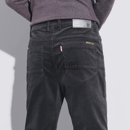 KUBRO High Quality Corduroy Fabric Men's Business Casual Trousers Autumn Korean Style Small Straight Slim Versatile Cargo Pants