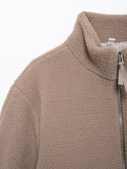 Winter Fleece frauen Mantel Zipper Stehkragen Lose Verdickt Mantel frauen Herbst Warme Neue Casual Trendy frauen Mantel