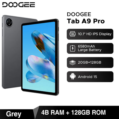 DOOGEE Tab A9 Pro Tablet 10.1" HD Display Android 15 20GB(4+16) 128GB 6580mAh Large Battery Dual Speakers Pad PC 2 In 1 Tablet