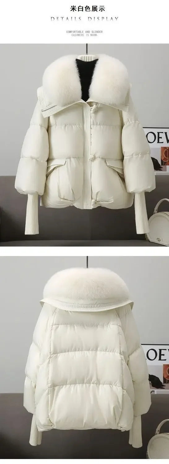 2025 Winter Neue Unten Kurze Gepolsterte Jacke Frauen Parkas Pelz Kragen Dicke Baumwolle Mäntel Kleidung Schwarz Casual Oberbekleidung Weibliche neue.