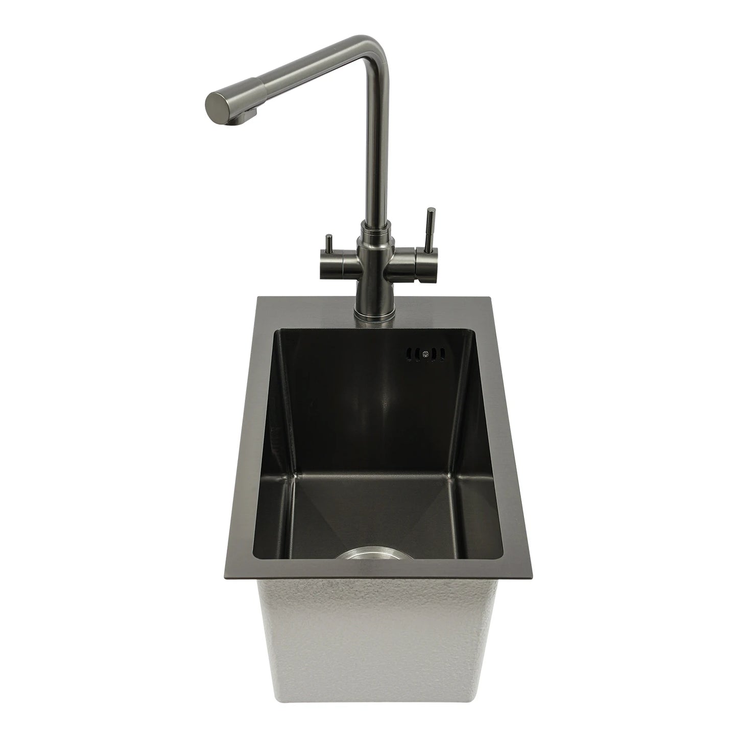 Edelstahlspüle, Küchenspüle, kleine Küchenspüle, Mini-Spüle mit Wasserhahn und Abfluss, 50 x 28 cm