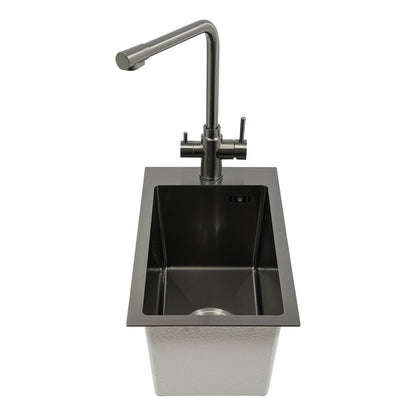 Edelstahlspüle, Küchenspüle, kleine Küchenspüle, Mini-Spüle mit Wasserhahn und Abfluss, 50 x 28 cm