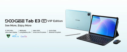 Global Version Doogee Tab E3 Tablet Pc Android 15 Gemini Ai 11-Inch Ultra-Clear 32Gb(8+24) 256Gb Helio G100 8800Mah Battery Tablet.