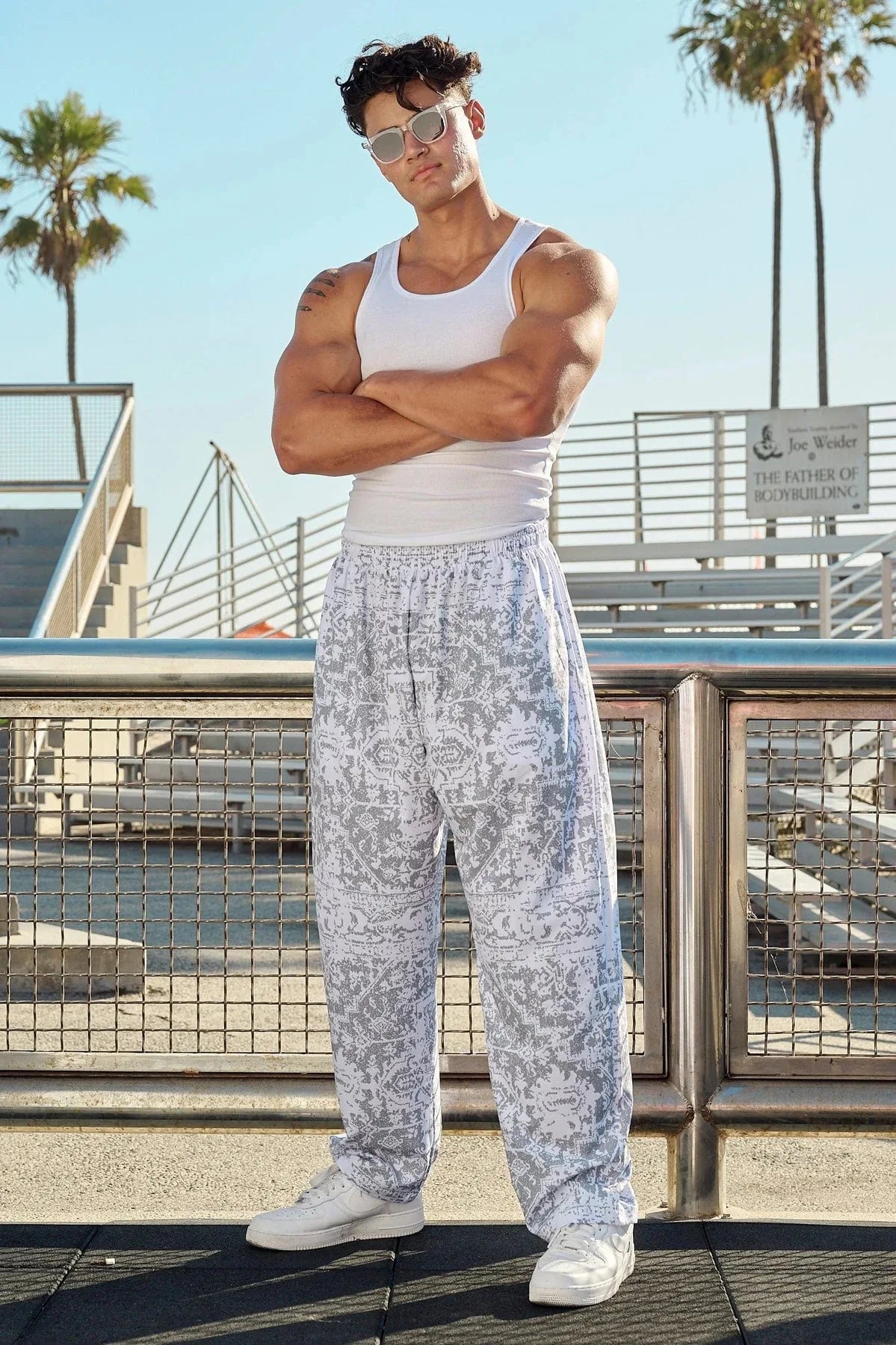 American Retro Thin Pants Men's Summer Breathable Quick Drying Loose Sports Pants Fitness Casual Digital Printed Pants.