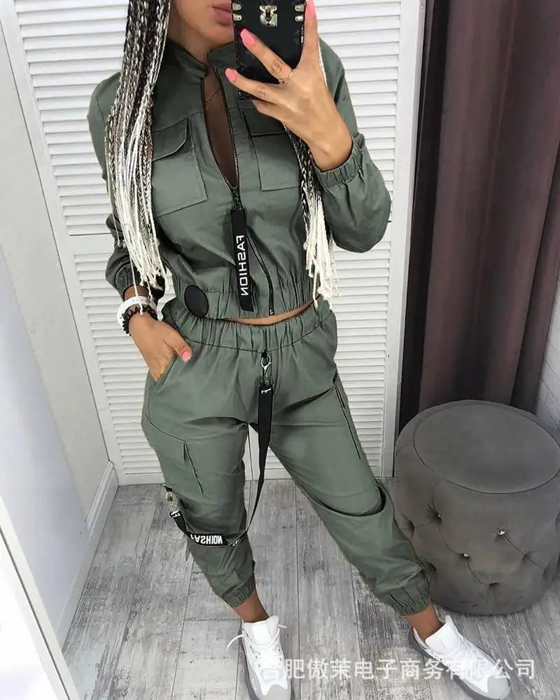 Long Sleeve Zipper Tops Two Pieces Tracksuit Sets Women Joggers Pants Streetwear Track Suit Casual Sport Joggers 2022 New.