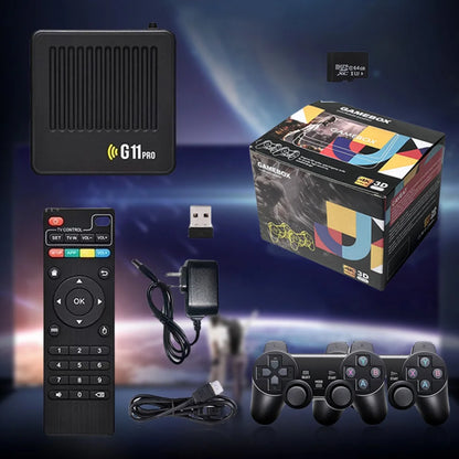 G11 Pro Retro Game Box Built in 10000+ Retro Games Plug and Play 4K HDMI-Compatible Output with 2.4G Wireless Dual Controllers.