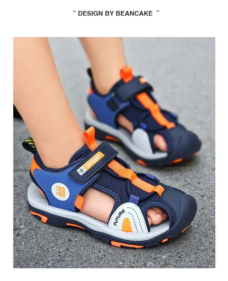 Summer Beach Water Children Sandals Fashion Shoes Outdoor Non-slip Soft Bottom Shading Leather Boys Comfortable Shoes Girls.