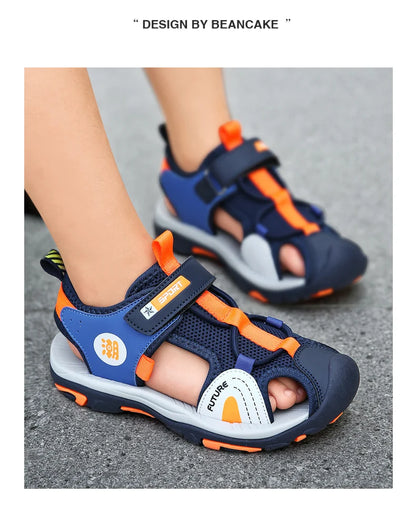 Summer Beach Water Children Sandals Fashion Shoes Outdoor Non-slip Soft Bottom Shading Leather Boys Comfortable Shoes Girls.
