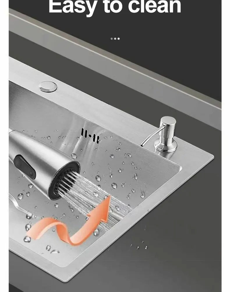 Thickened 304 Stainless Steel Single Sink Kitchen Sink Undermount Dishwashing Trough for Home Improvement