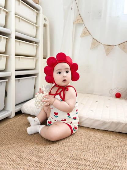 Baby Ein Stück Kleidung 2025, Sommer Koreanische Baby Body Ins Blume Voll Gedruckt Baby Sling Klettern Kleidung Mit Hut.