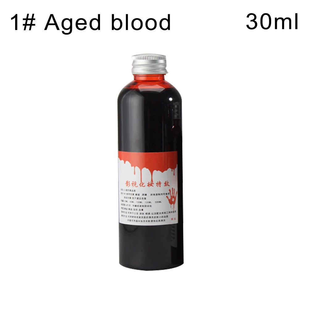 30/120/ml gefälschte Abstrich Blut Flüssigkeit Flasche Bühne Streich Theater Vampire lustige Horror Festival Party DIY Cosplay Requisiten.