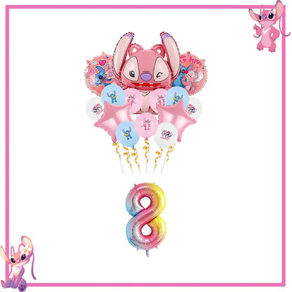 Disney Rosa Stich Geburtstag Party Dekorationen Geschirr Set Tischdecke Hintergrund Banner Für Kinder Geburtstag Dekorationen Lieferungen