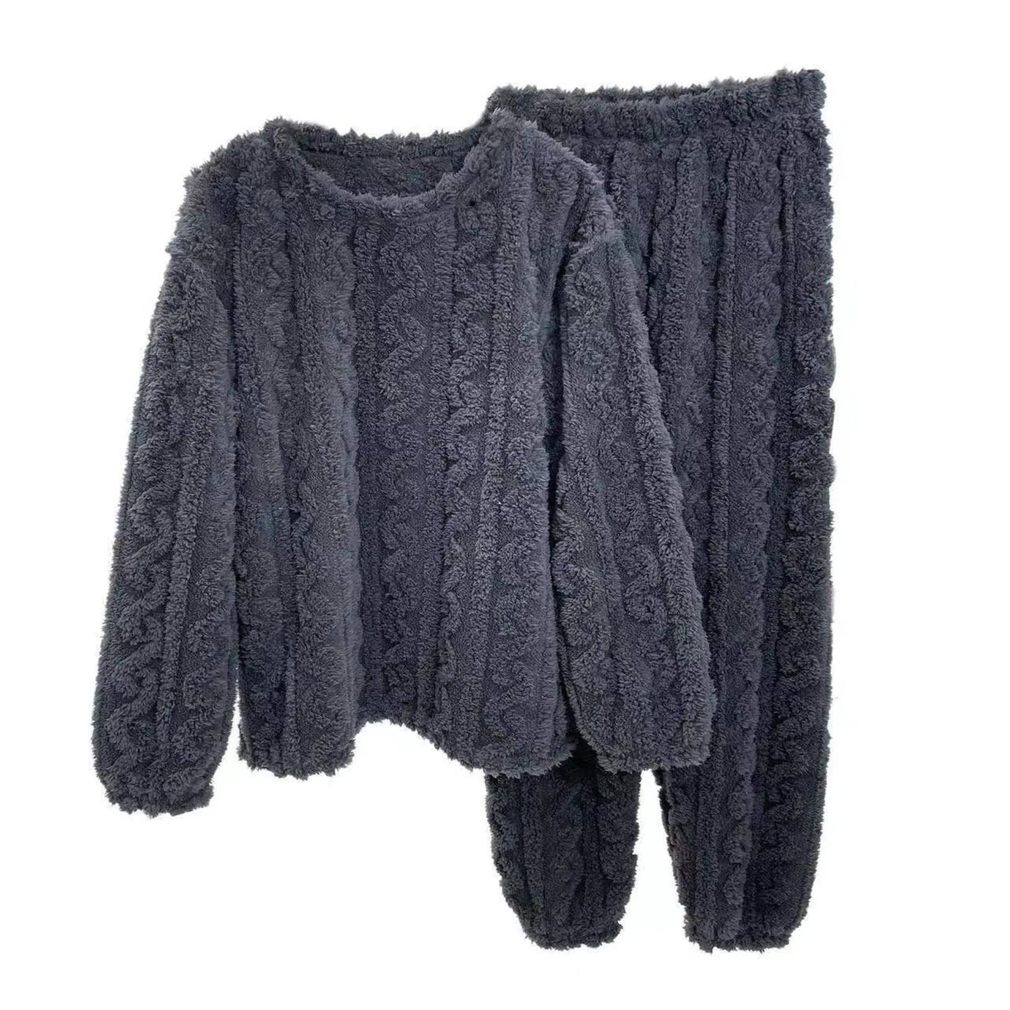 Winter-Pyjama-Set, stilvolles Winter-Pyjama-Set für Damen, warmer Plüsch, 2-teilige Nachtwäsche, bequeme Pullover-Hose für den Herbst.