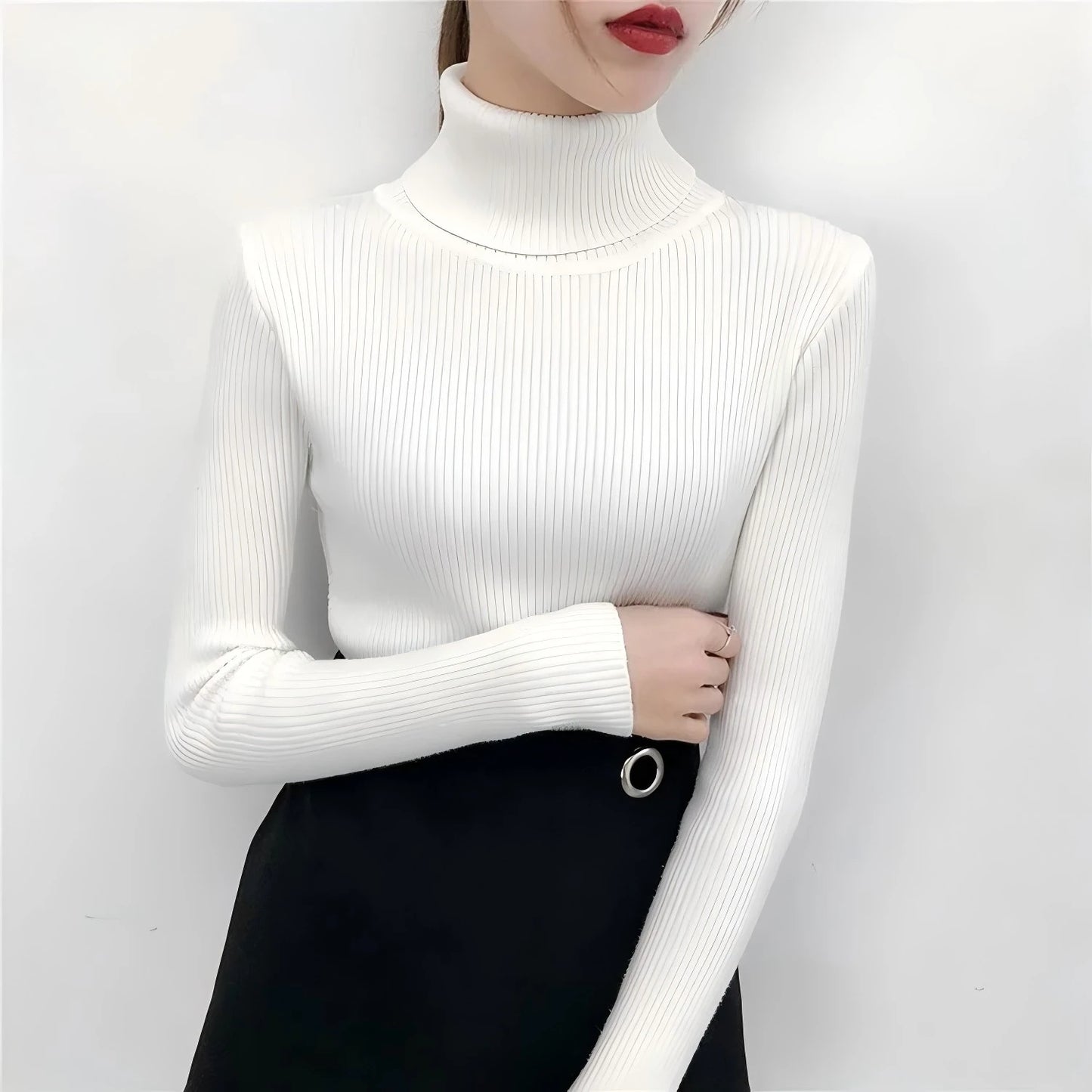 Frauen Pullover Pullover Winter Gestrickte Rollkragen Langarm Schlank Jumper Tops 2024 Damen Casual Shirts Weiche Warme Y2K Kleidung.