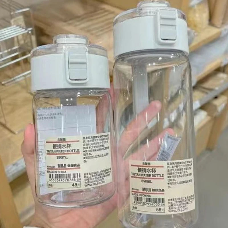 Plastic Water Bottle Water Cup with Lifting Rope Simple Large Capacity Leakproof Drop Resistant and Transparent Water Bottle.