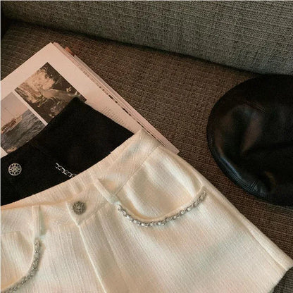 Fashion Tweed High Waist Women Shorts Autumn Winter Slim Office Woolen Black Shorts Women