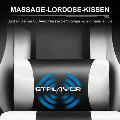 GTPLAYER Gaming Stuhl mit Massage, Ergonomischer Schreibtischstuhl mit Fußstütze, Kopfstütze, Drehstuhl für Büro und Gamer