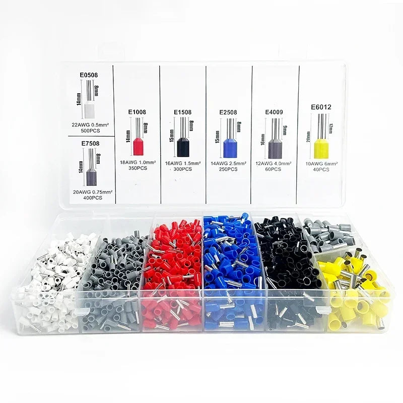 200–1900 Stück isolierte Anschlüsse für elektrische Rohre, VE-Rohr-Crimp-Anschlüsse, Drahtkabel-Anschluss, Aderendhülsen, Anschlussklemmen.