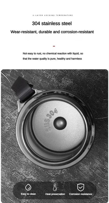 800ML-1L Stainless Steel Thermos Bottle 304 Tea Bottle Car Vacuum Bottle with LED Temperature Display Portable Drinking Cup.