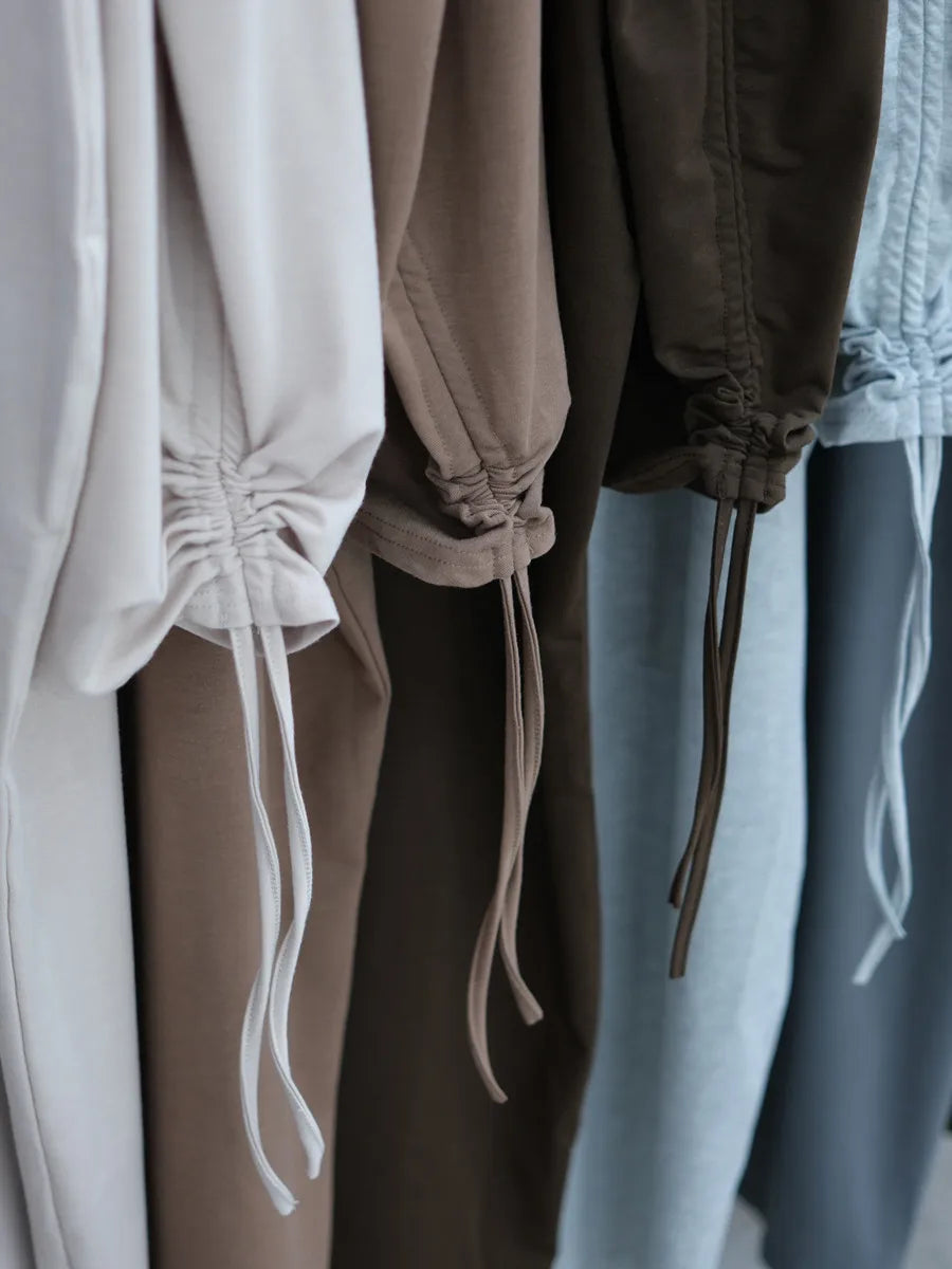 Muslim Women Arabic Dubai Abaya Drawstring sleeves Long Dress Modest Ramadan Kaftan Robe Femme musulmane Islam Clothing Kebaya.