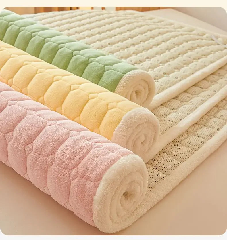 2024 New Class A Thickened Milk Fleece Mattress Winter Warm Fleece Bed Cover Student Dormitory Mat Quilt.