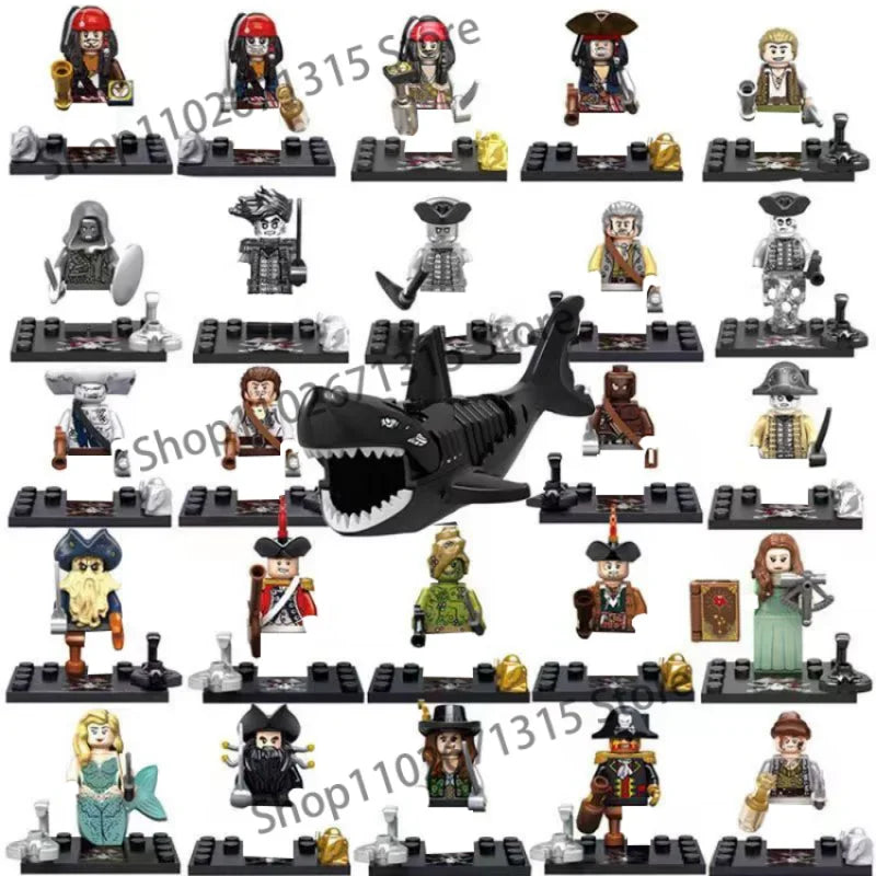 Movies Pirates Of The Caribbean Jack Sparrow Classic Movie Figures Head accessories Building Blocks Toys For Children.
