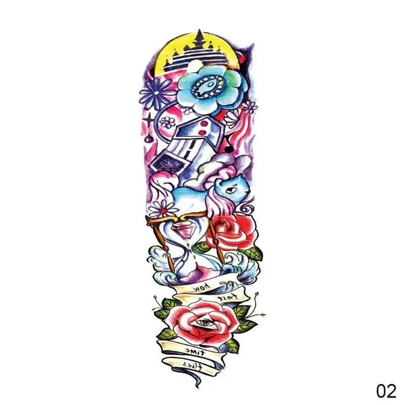 16 Designs Full Arm Temporary Tattoo Sleeve Waterproof Tattoos For Cool Men Women Tattoos Stickers On The Body Art #272596