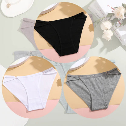 3PCS Women's Panties Sexy Breathable Underwear Comfortable Lingerie Cotton Striped Briefs Fashion Cozy Underpants Sale.