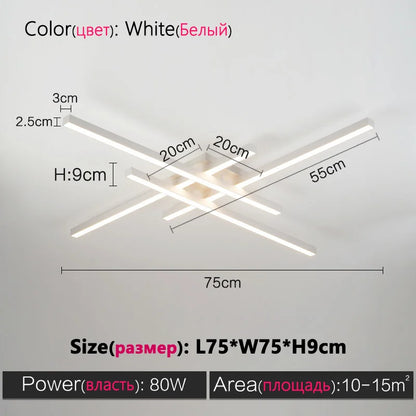 Schwarz Kronleuchter quadratische Schlafzimmer Lampen Wohnzimmer Lampe LED Deckenleuchte Nordic minimalistische kreative LED Deckenleuchte Streifen Lichter